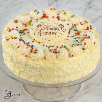 Vanilla Bean Cake w/ Happy Birthday 