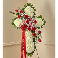 Red Rose Standing Cross