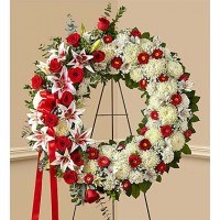 Red Rose and Lily Wreath