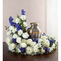 Cremation Wreath Blue&White