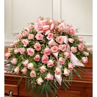 Pink Rose Half Casket Cover