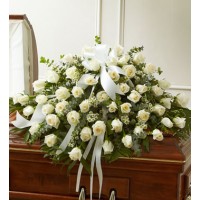 White Rose Half Casket Cover